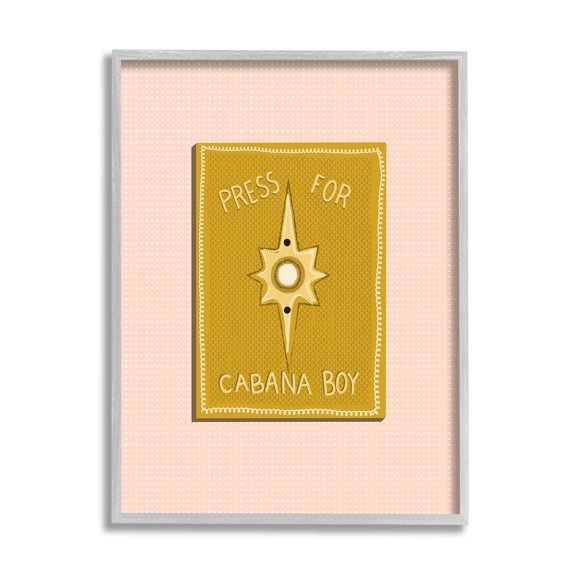 Stupell Industries Press For Cabana Boy Witty Pink Text Button Framed Wall Art, 11 x 14, Design by Jen Bucheli