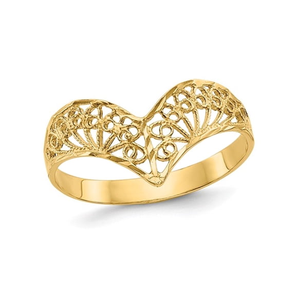 Gem & Harmony Ladies 14K Yellow Gold Diamond Cut Filigree Ring (size 7) for Women