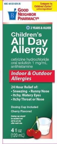 GNP Children's All Day Allergy Cetirizine Hydrochloride 1mg Antihistamine 4 oz