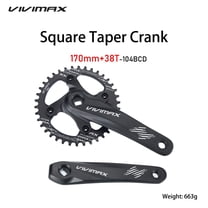 VIVIMAX MTB Mountain Bike Single Speed Square Taper Crankset -170mm Cranksets Bicycle Crank Set with 104BCD 32/34/36/38T  Fit for Ebike/Commuter Bike