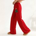 thumbnail image 4 of Women's Fashion Christmas Loose Drawstring Waist Solid Color Casual Sweatpants, Comfortable Pants for Sports and Everyday Wear, Soft Material,Deep Red,XL, 4 of 5