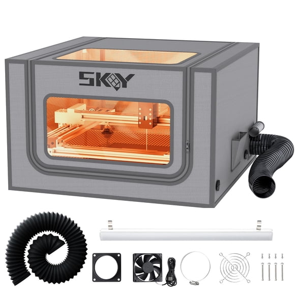 Carcasa integrada para grabador láser con luz LED y ventilador de escape