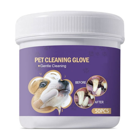 Pet Tear Dental Ear Stain Remove Grooming Wipes Gloves, Multipurpose 50 Piece
