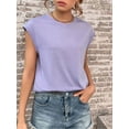 thumbnail image 6 of Inadays Womens Summer Tops 2023 Crew Neck T Shirts Cap Sleeve Blouses Summer Solid Color Basic Tops Casual Loose Fitting Tee, Purple, S, 6 of 8