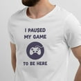 thumbnail image 2 of Greenyef Graphics I Paused My Game to Be Here Gamer Gift Funny Tee Men's T-Shirt Style-27 (White & Purple, X-Large), 2 of 6