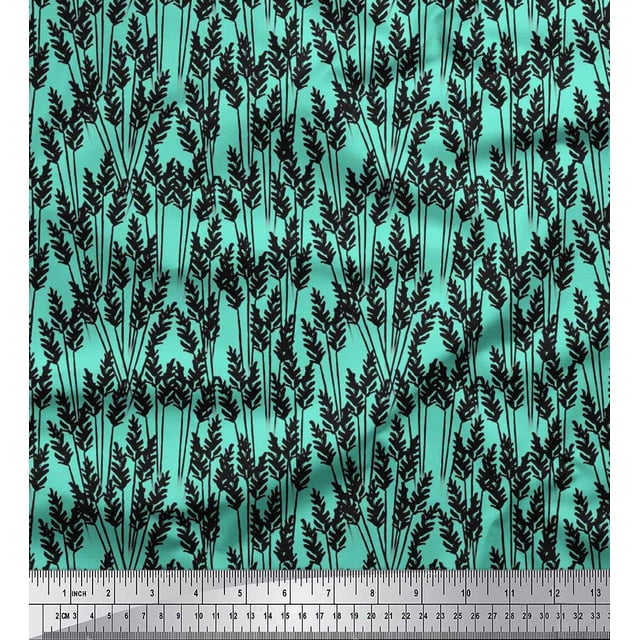 Soimoi Poly Georgette Fabric Leaves Watercolor Print Sewing Fabric Yard 42 Inch Wide
