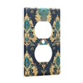thumbnail image 2 of Yayeee Duplex Wall Plate 1-Gang 4.5"x2.7" Home Receptacle Light Switch Decorative Outlet Cover, Green Peacock Pattern, 2 of 7