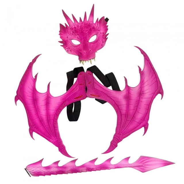 Ensemble d'Accessoires de Costume Dragon pour Enfants, Jeu de Rôle, Mascarade, Queue et Ailes de Dinosaure, Rouge