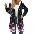 thumbnail image 4 of Uootdi Fleece Jackets for Women Oversized Zip Up Colorblock Hoodie Women Gift Floral Printing Long Sleeve Lightweight Winter Co ats for Women, 4 of 6