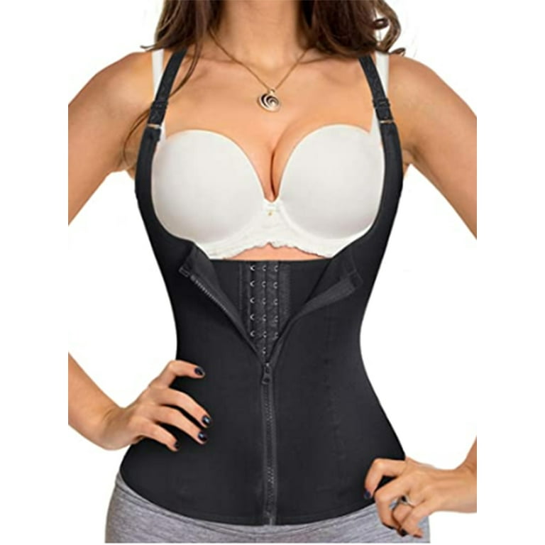 LELINTA Women Waist Trainer Corset Zipper Vest Steel Boned Body Shaper  TaLELINTA Top with Adjustable Straps Underbust Corset Waist Cincher 