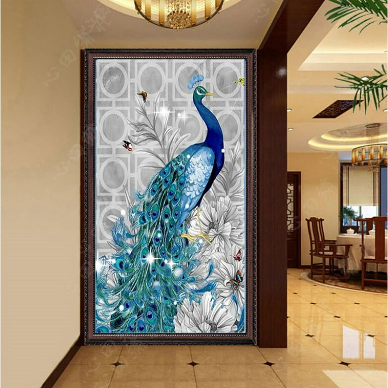 Instarry DIY 5D Diamond Painting Large Size Full Drill Golden Peacock  Mosaic Crystal Embroidery Wall Decoration Art Craft 21.7x35.4 inch