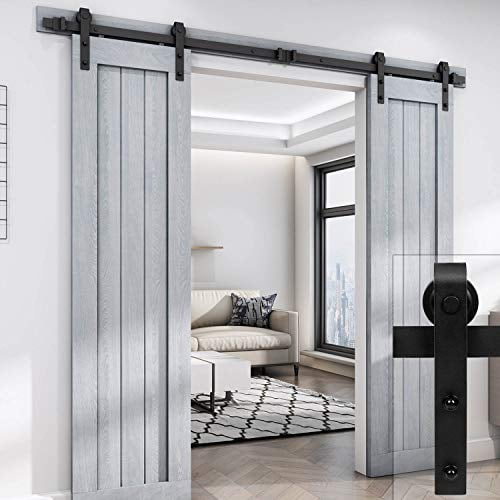 Easelife 8 Ft Double Door Sliding Barn Door Hardware Track Kitheavy Dutyeasy Install8ft One Piece Trackslide Smoothly Quietlyfit Double 24 Wide Door 8ft Track Double Door Kit Walmart Com Walmart Com
