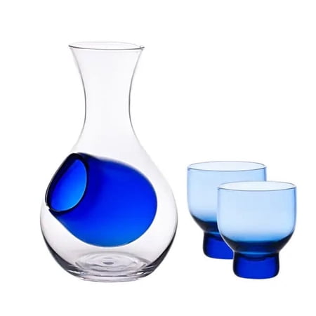 urban tokyo Blue Sake Bottle Glass & 2 Cups