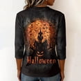 thumbnail image 5 of Trgacdwlo Retro Ghost Halloween Pumpkin Women's Fall Halloween Shirt V Neck Women's 3/4 Sleeve Tops Funny Pumpkin Ghost Fall Pullover Tops, 5 of 5