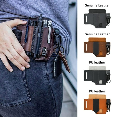 

【In Stock & Buy 3 Get Free Shipping】Outdoor Tactical Waist Bag Multifunctional Tool Leather Sheath EDC Pocket Storage Bag Belt Bag Survival Belt Bag Brown-Genuine