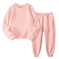 thumbnail image 4 of Children's Solid Color Round Neck Long Sleeved Sweatshirt Sweatpants Fleece Suit Pullover Jogging Pants Set 2 Pieces Sweatsuit 1-13 Years, 4 of 9