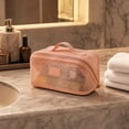 thumbnail image 6 of Makeup Bag, Large Capacity High-End Nylon Gauze Cosmetic Organizer Storage Pouch with Multiple Compartments, 9.45 X 5.12 X 5.12 Inches, Portable Travel Toiletry Bag for Women, 6 of 7