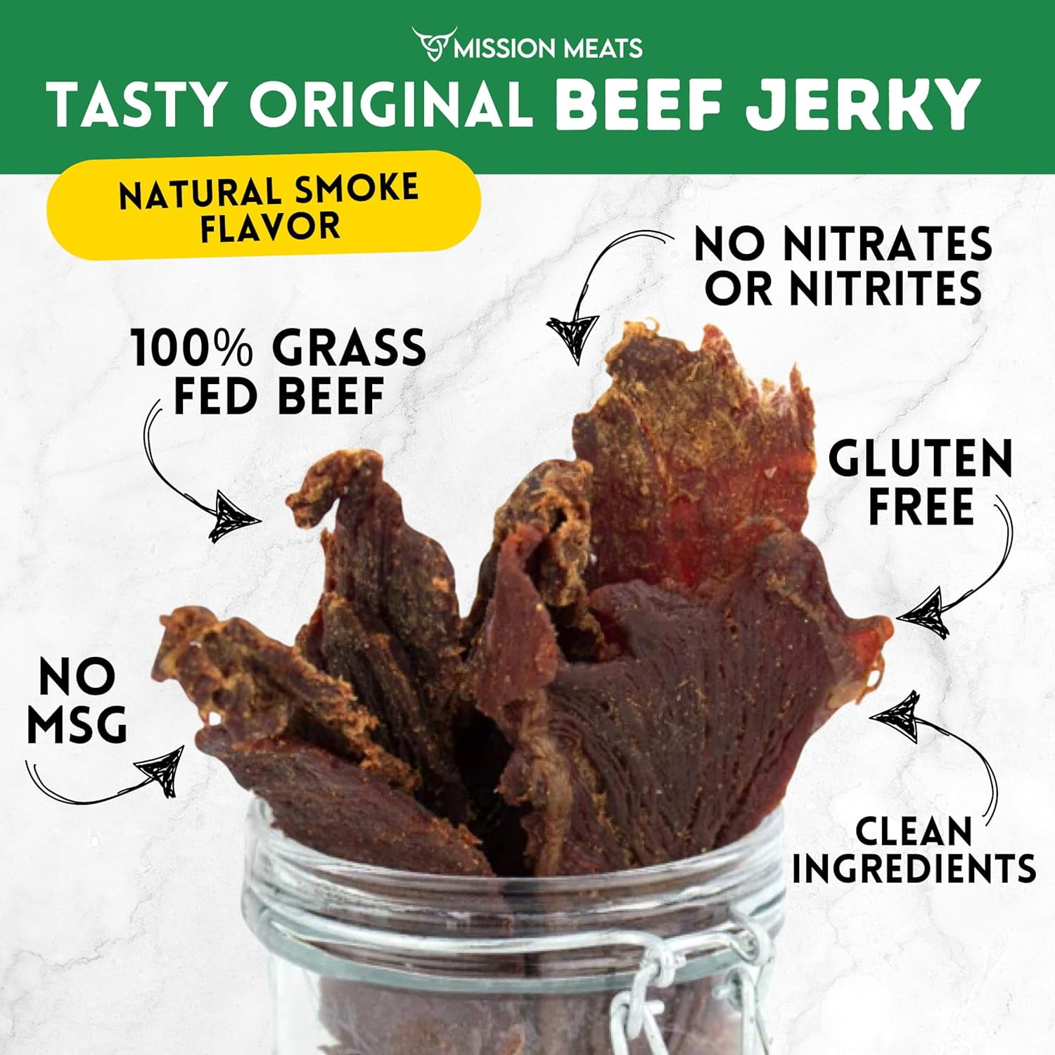 Mission Meats Beef Jerky, Original, 100% Grass Fed Beef, 10g Protein per Serving, Delicious & Tender – Paleo, Keto, Carnivore & Whole 30 Friendly, 2oz Bags (Pack of 3)