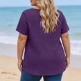 thumbnail image 4 of Htigea Plus Size Tops for Women Pleated V-Neck Short Sleeve Shirts Casual Loose Fit Tunic Tees Solid Color Summer Tshirt Purple XXXL, 4 of 5