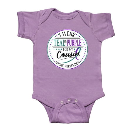 

Inktastic Suicide Prevention- I Wear Teal and Purple for My Cousin Gift Baby Boy or Baby Girl Bodysuit