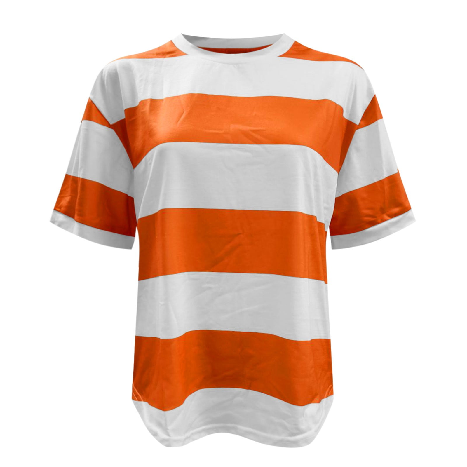 Daznico Orange Striped Shirt,Summer Fashion Stripe Print