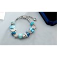 thumbnail image 3 of Pulsera de dijes europeos chapada en oro para mujeres y niñas, brazalete de cristal con forma de corazón de diamante, 3 of 5