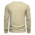 thumbnail image 4 of Men Henley Long Sleeve T-Shirt Casual Pullover Soft Stretch Basic Fall Tops Cotton Button Solid Color 2025, 4 of 5
