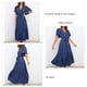 thumbnail image 5 of Vestido maxi de mujer de verano de manga corta casual vintage vestido cruzado con cuello en V profundo y cintura con lazo vestido formal azul oscuro L, 5 of 6