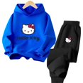 thumbnail image 3 of Conjunto de sudadera con capucha de Hello Kitty Kawaii para niñas, sudaderas con capucha de anime, pantalones, 2 piezas, chándales de dibujos animados para niños y adolescentes, ropa para niños pequeñ, 3 of 5