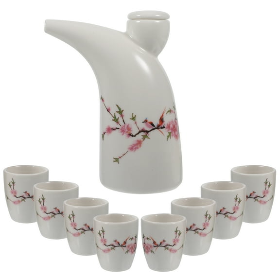 FUEENIRVA Traditional Ceramic Sake Kettle Set with Cups, Elegant Assorted Colors for Storage and Serving, 1 Set