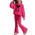 thumbnail image 3 of Tiijoy Girls Casual Sweatsuit Bow Pullover Sweatshirt Flared Pants 2Pcs Set, Sizes 3-10, 3 of 3