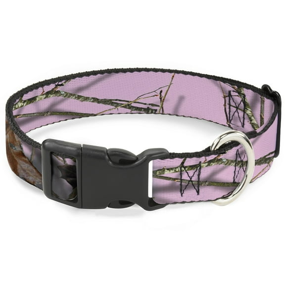 Mossy Oak Pet Collar, Dog Collar Plastic Buckle, Mossy Oak Country Roots Camo Baby Pink, 7 to 8.5 Inches 0.5 Inch Wide