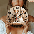 thumbnail image 2 of 2D Flat 1pc 10Inch Wooden Vintage Jack Russell Terrier Wall Clock - Silent Pet-Themed Decor, Round Wooden Design with Black Numbers Hands, Perfect for Home, Office, or Gift, Battery Operated, 2 of 7
