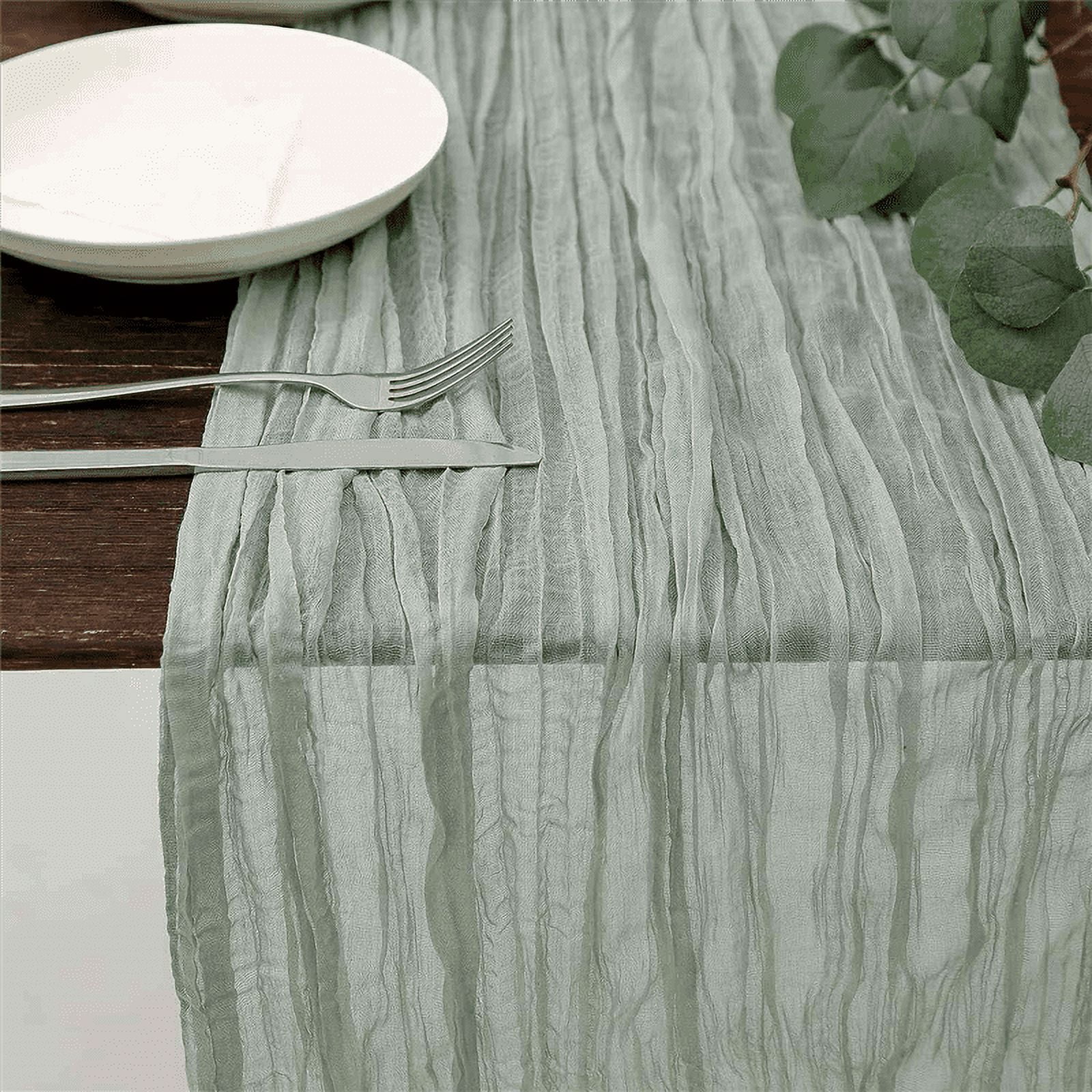 Cheesecloth Table Runner Boho Gauze Cheese Cloth Table Runner Rustic Sheer Runner Long for Wedding Green 4Pcs,4 x Table Runner,Green