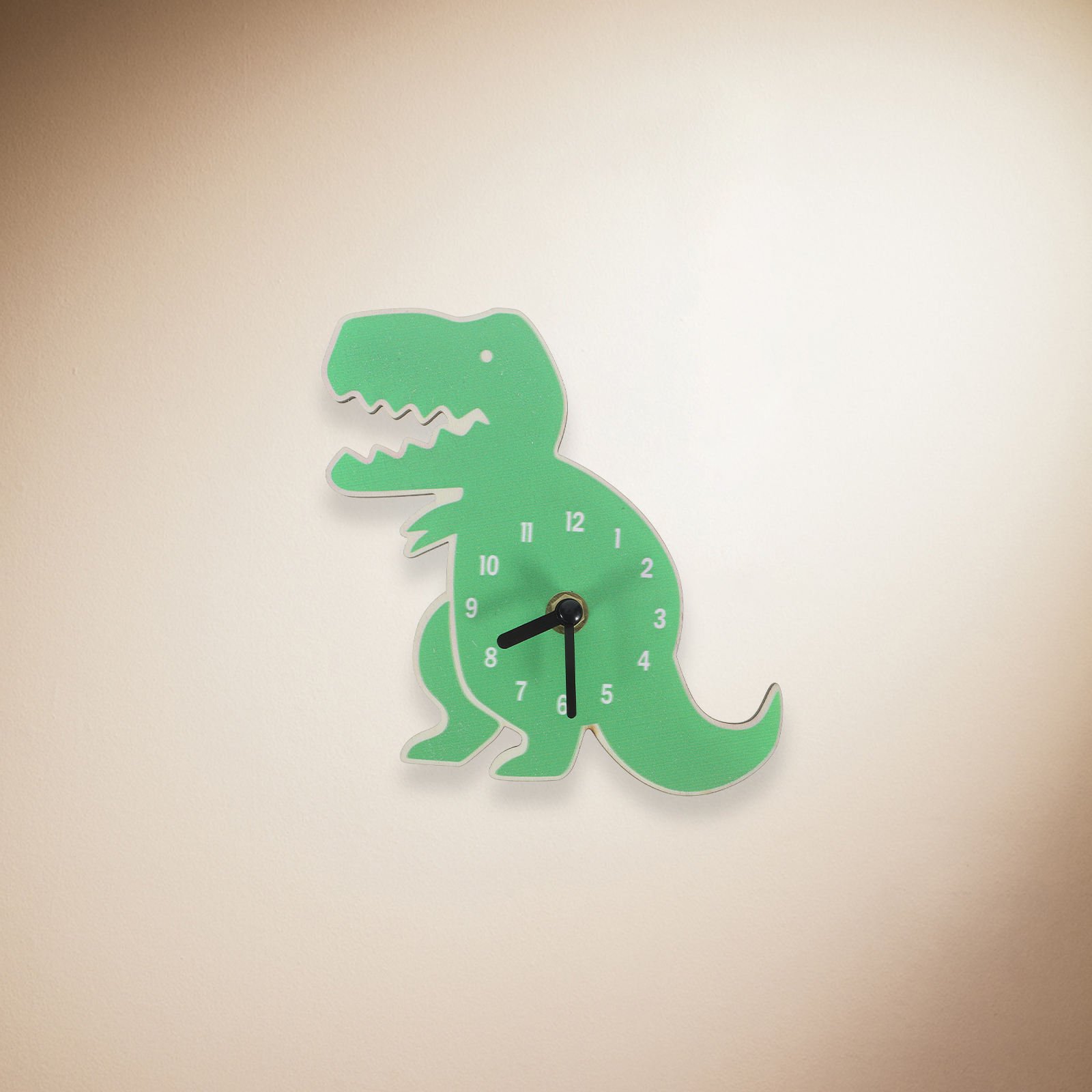 OFFIGAM Green Dinosaur Wall Clock, Decorative Silent Non-Ticking Clock with Large Numbers for Kids Room, Bedroom, Home Decor