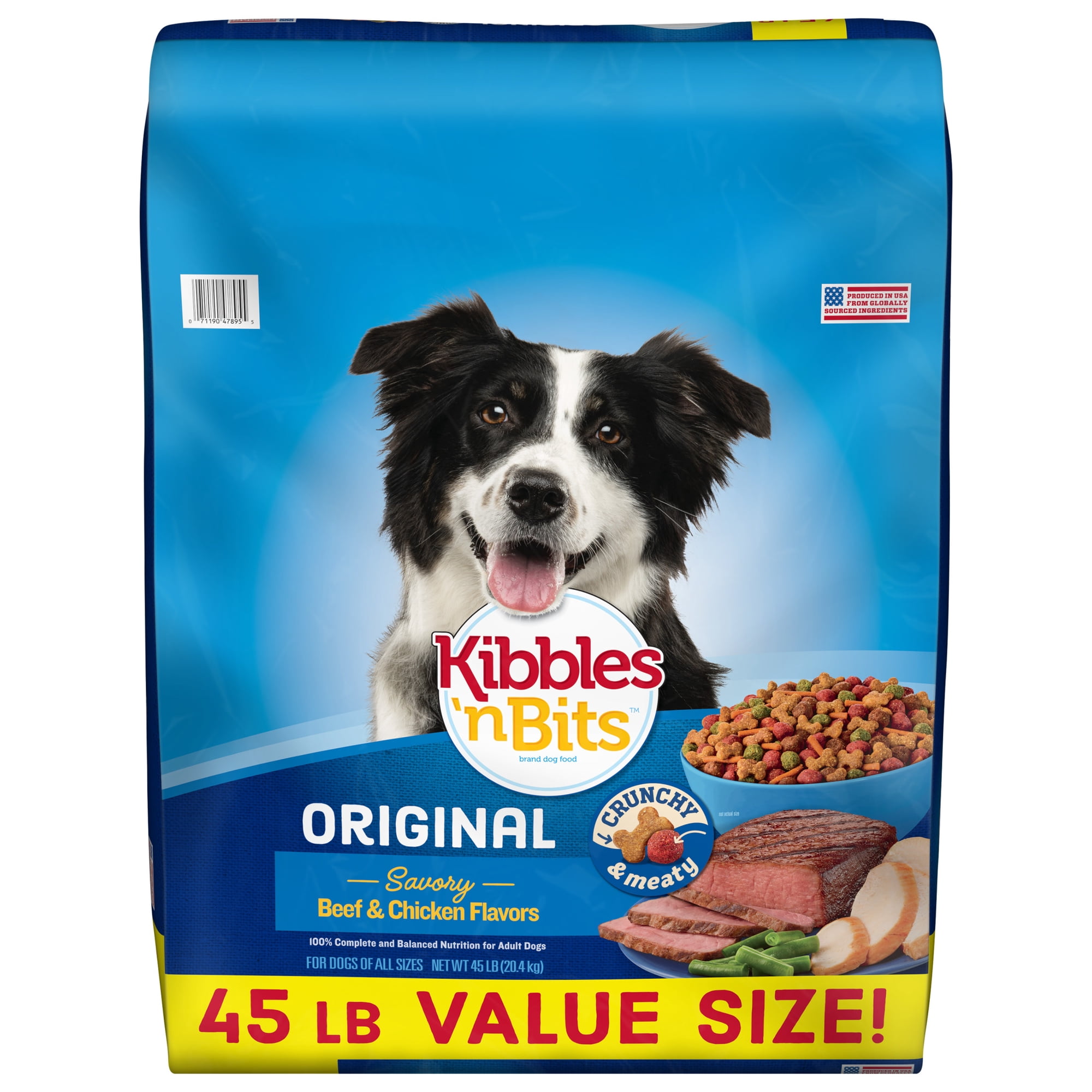Kibbles 'n Bits Dry Dog Food, Original Savory Beef & Chicken Flavors, 45 lb. Bag