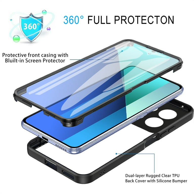 QIWEIQING Redmi Note 13 4G Custodia Bookstyle Specchio Design Clear