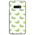 thumbnail image 1 of DistinctInk Clear Shockproof Hybrid Case for Samsung Galaxy S10e (5.8" Screen) - TPU Bumper, Acrylic Back, Tempered Glass Screen Protector - Summer Graphics - Banana Pattern - Yellow, 1 of 2
