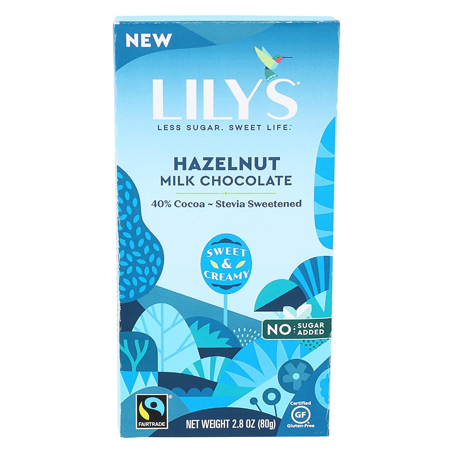 LILYS CHOCOLATE 40 Cocoa Milk Chocolate Hazelnut Bar, 2.8 OZ