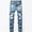 Light Blue#men ripped skinny biker jeans, variant on Ripped Distressed Jeans for Men 2024 Fashion Straight Leg Denim Pants Casual Skinny Jean Vintage Streetwear Destroyed Pants on Clearance Gray M