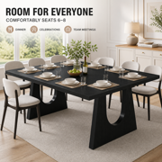 KIOOTTO Rectangular Dining Table with U-Cut Panel Legs, Black
