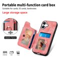 thumbnail image 6 of ShellTech for iPhone 16 Plus Retro PU Leather Wallet Case with Card Holder Ring Stand RFID Function Credit Card Slot with Ring Stand Protective Cover Wrist Strap,Pink, 6 of 10