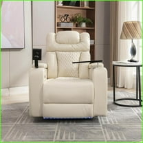 Recliners, 270° Swivel Power Recliner with Tray Table, Cup Holders, USB Port | White | PU Leather