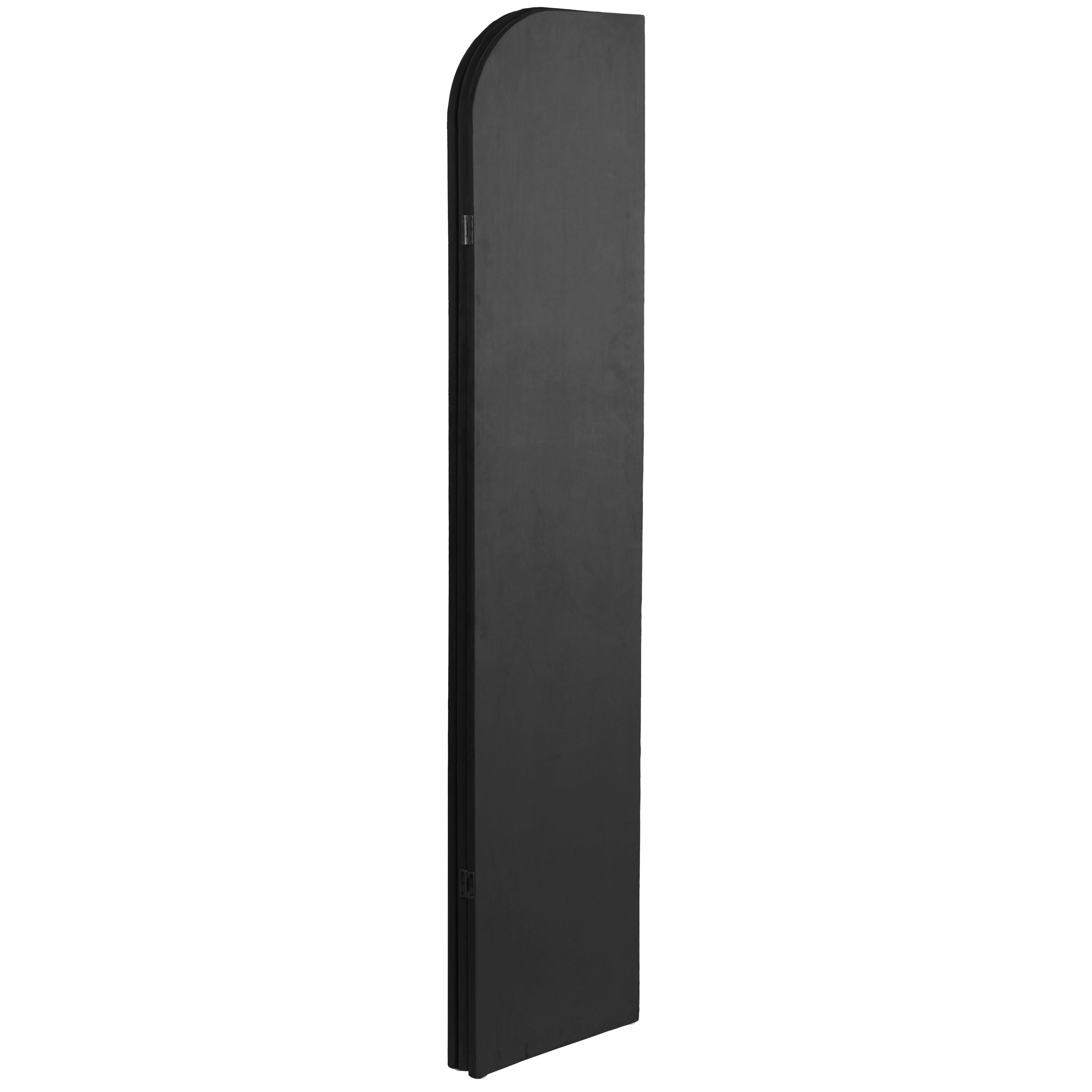 6 ft. Modern Arch Velvet Room Divider Black 3 Panel