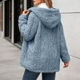 thumbnail image 6 of IWRICH Women's Oversized Sherpa Hooded Jacket Fuzzy Button up Hoodies Warm Winter Coats Blue XL, 6 of 6