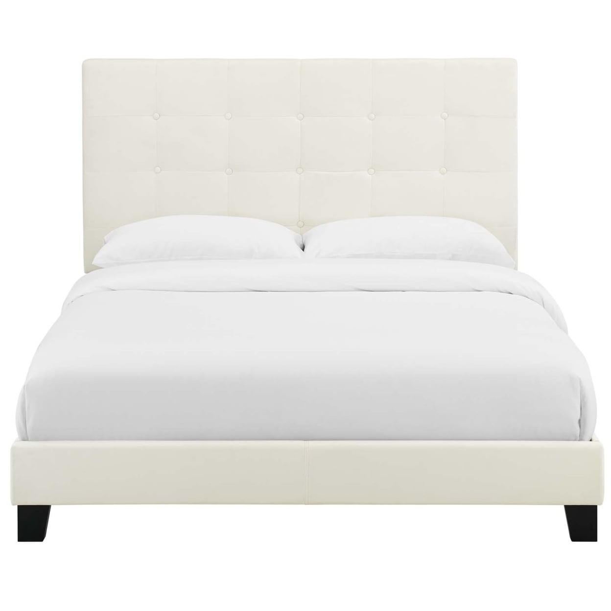 Modway Melanie Full Tufted Button Performance Velvet Platform Bed in Ivory