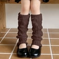 thumbnail image 2 of Glisme Kids Socks Girls Knitted Leg Warmers Winter Boot Socks With Pompoms Thick Thermal And Ankle Sleeves For Toddler Cold Weather Outdoor Coffee, 2 of 4