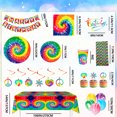 thumbnail image 6 of Tie Dye Party Supplies, 113pcs Tie Dye Party Tableware & Decorations - Plates Cups Tablecloth Napkins Banner Balloons for Party Decorations, Serves 16 Guests, 6 of 8