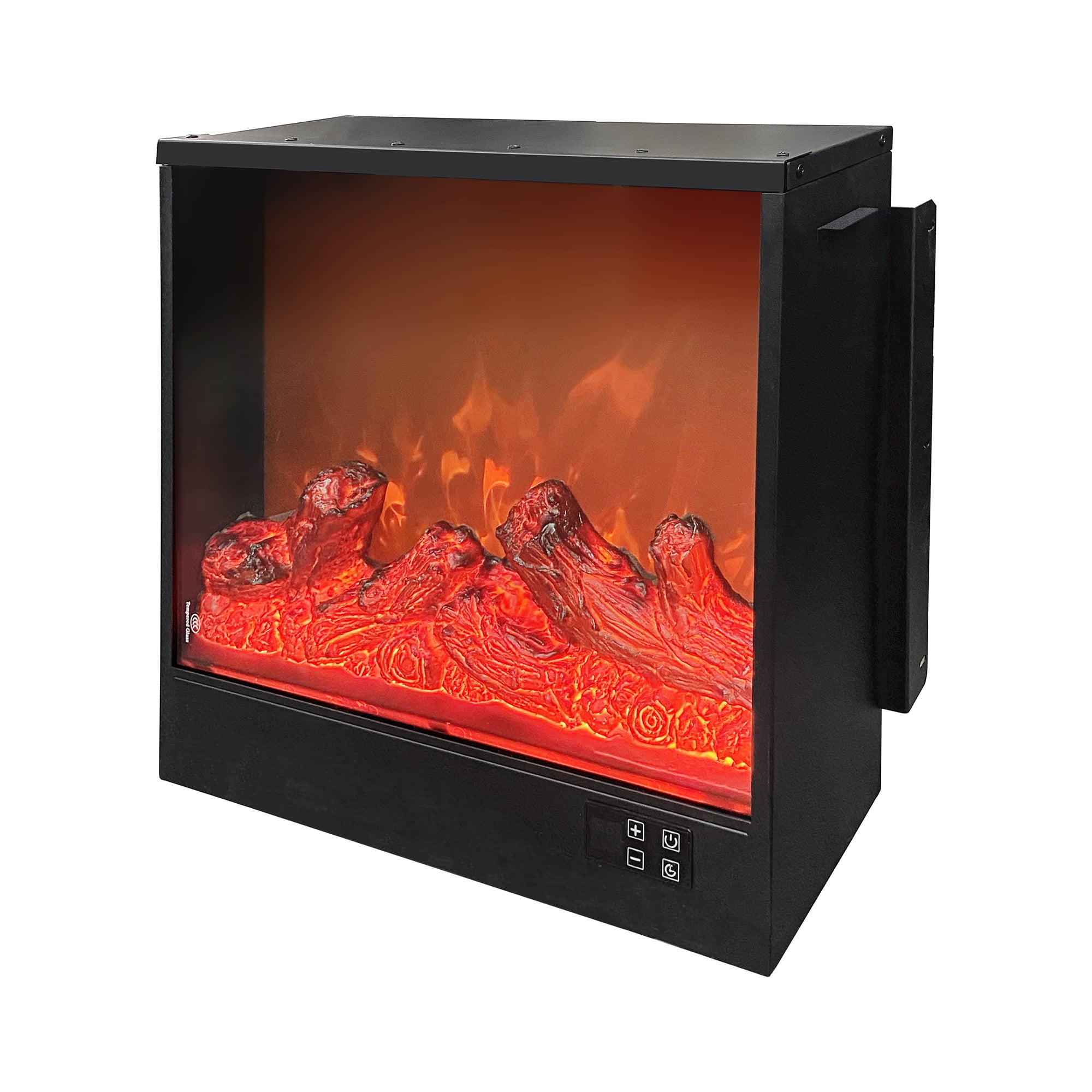 Kepooman 19 Inch Built-in Electric Fireplace with Adjustable Flame Brightness & Remote Control, Antique Black