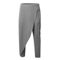 thumbnail image 3 of Bcfgryg Men Linen Pants Trousers Summer Pants Drawstring Elastic Waist Straight Leg Plain Comfort Breathable Full Length Casual Daily Holiday Fashion Classic Style Men's Sweatpants, 3 of 4